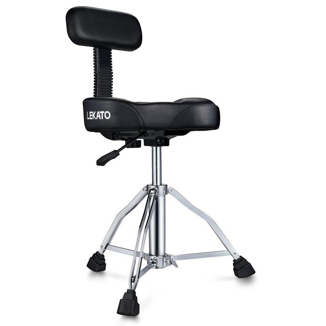 Cadeira Hidráulica Ajustável LEKATO com Encosto Estilo Motocicleta para Bateristas - Assento Resistente e Trono do Tambor