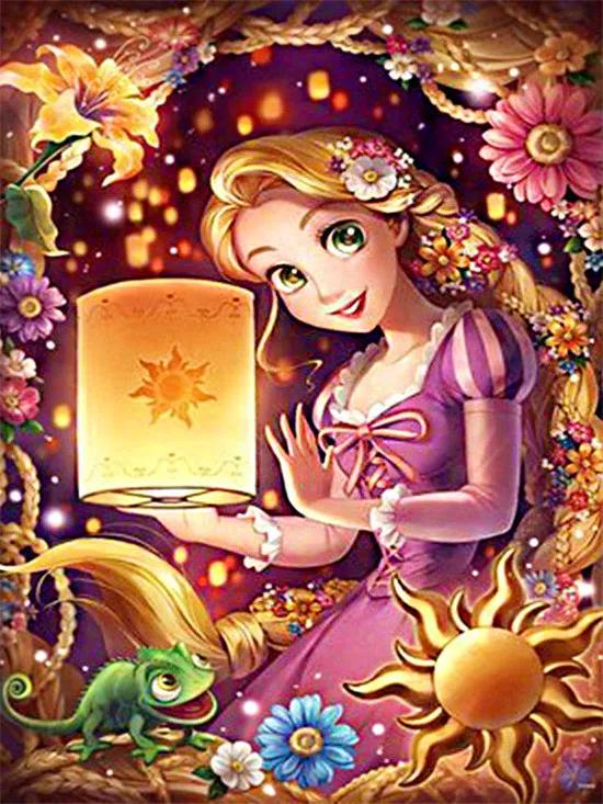 Kits de Bordado Ponto Cruz Disney Princesas: Rapunzel - Artesanato DIY para Decoração de Casa