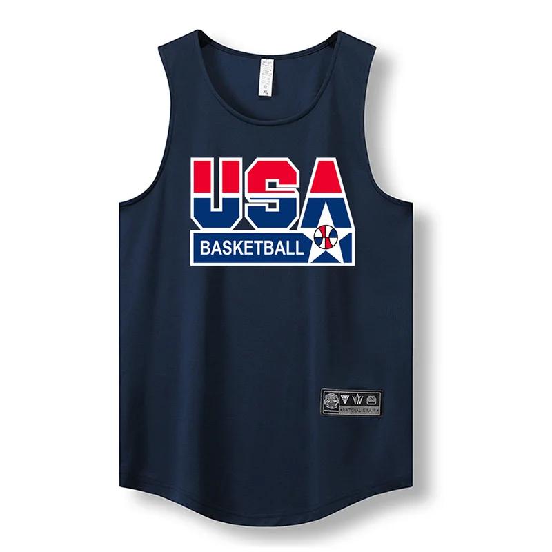 Colete com capuz de basquete masculino uniforme de tiro americano camiseta de treinamento esportes de secagem rápida solto topo sem mangas moletom corrida - Image 1