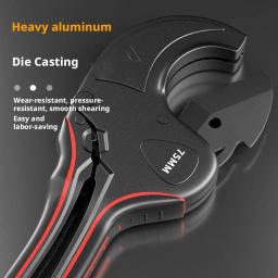 Cortador de tubulação resistente 32mm 42mm 63mm 75mm, corpo de liga de alumínio, tesoura catraca, cortador de tubo, pvc/pu/pp/pe, ferramentas manuais de corte de mangueira - Image 5