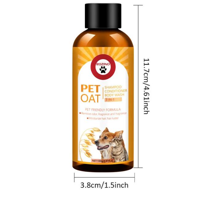 Shampoo 3 em 1 para Cães e Gatos, Desodorizante Bactericida com Aroma de Longa Duração - 100ml
