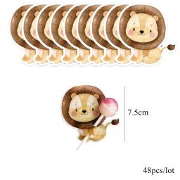 Wild Animal Lollipop Cartões para Crianças, Carton Candy Holder, Wild Forest, Happy Birthday Party, Candy Gift Acessórios, Suprimentos, 48pcs - Image 3