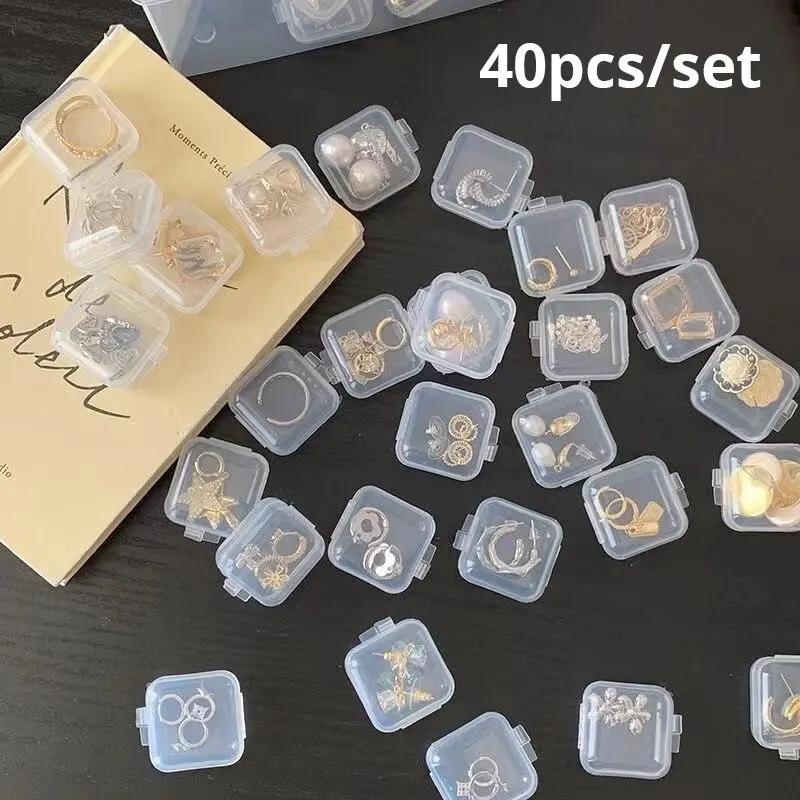 Mini caixa de armazenamento de plástico transparente estojo de jóias organizador de armazenamento transparente armazenamento portátil multifuncional 40pcs por conjunto - Image 1