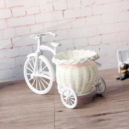 Bicicleta branca Cesta Decorativa De Flores, Decoração Do Casamento, Design De Triciclo De Plástico, Vaso De Flores, Cesta De Armazenamento, Pote De Decoração De Festa - Image 3
