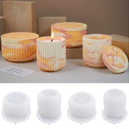Round Stripe Candle Jar, Molde De Silicone, Caixa De Armazenamento Artesanal DIY, Pen Holder, Cimento De Gesso, Artesanato De Vaso, Moldes De Fundição, Decoração De Casa - Image 1