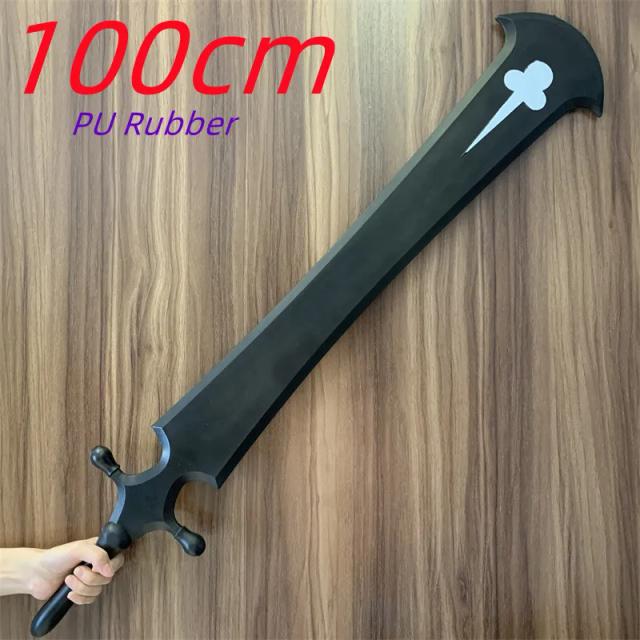 Espada Tomahawk Asta Trevo Negro - Arma de Role Playing Quebrada, Modelo Perdido em PU Seguro, Escala 1:1