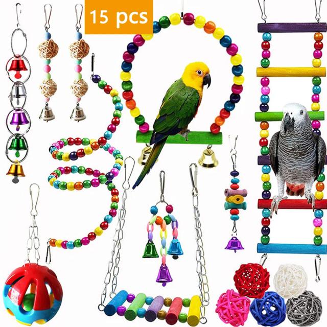 Conjunto Completo de Brinquedos para Papagaio Pequeno: Balanço, Mastigação, Treinamento e Mais