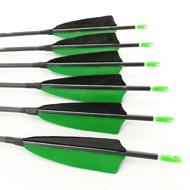 Arco e Flecha de Carbono para Caça e Tiro - Variedades Spine 500 a 900 com Acessórios Recurvos e Longbow, ID 4,2mm, 12 Peças