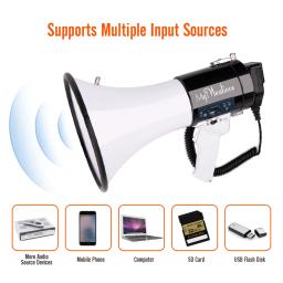 Volume portátil controle bullhorn voz sirene alarme modos megafone falante com e cinta preta Bluetooth - Image 4