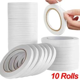 10/1 rolos de fita adesiva dupla face 8m ultrafina branca forte adesivo para artesanato de escritório em casa fita dupla face papel pegajoso - Image 1