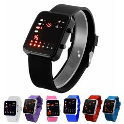 Relógios eletrônicos digitais esportivos para homens, LED binário, Fashion Dot, Silicone, Casal - Image 1