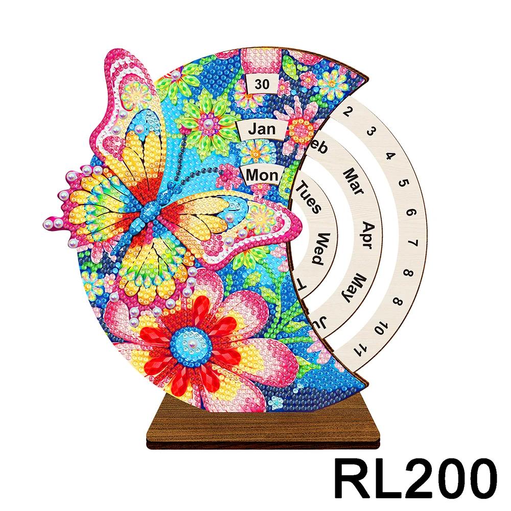 DIAPAI-Pintura Diamante Calendário Ornamentos, Calendário Rotativo De Madeira, Kit De Decoração De Mesa, 5D Bordado DIY, Decoração De Flor De Borboleta - Image 1