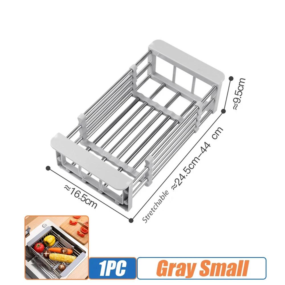 Ajustável Aço Inoxidável Prato Secagem Rack, Frutas e Vegetais Escorredor, Organizador de Cozinha, Pia Limpeza Cesta Ferramenta - Image 4