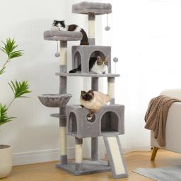 Árvore de gato multi-nível com arranhões, grande torre, rede, brinquedos de gatinho, pet suprimentos, acessórios para animais - Image 5
