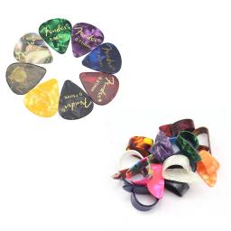 Conjunto de 8 picaretas acústicas plectrum celluloid picareta da guitarra elétrica e 2pcs palhetas de polegar acessórios - Image 1