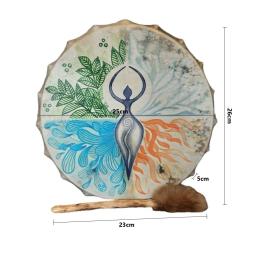 Shaman Drum with Drum Stick, Percussão Instrumentos Musicais, Holiday Party Decoration Supplies, 9,8 in - Image 6