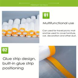 Pre-Taped Drop Cloth Masking Film, Folha De Plástico, Protetor Automotivo Pintura Spray, Cobrindo, 1 Rolls - Image 5