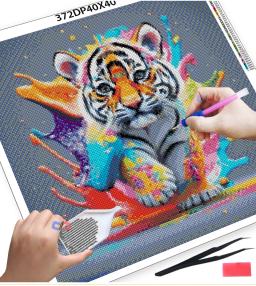 Tiger colorido diamante pintura kit, DIY arte presente para iniciantes, artesanal animal mosaico, decoração para casa, presente surpresa, fácil 5d - Image 4