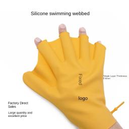 Silicone nadadeiras para adultos e crianças, nadadeiras de mergulho ajustáveis, luvas de natação, prática - Image 1