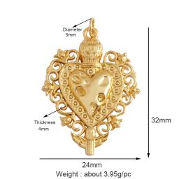 Victorian Love Zircon Charm Pendant, banhado a ouro 18k para fazer jóias, novo no Sagrado Coração, P04, ala fashion - Image 6