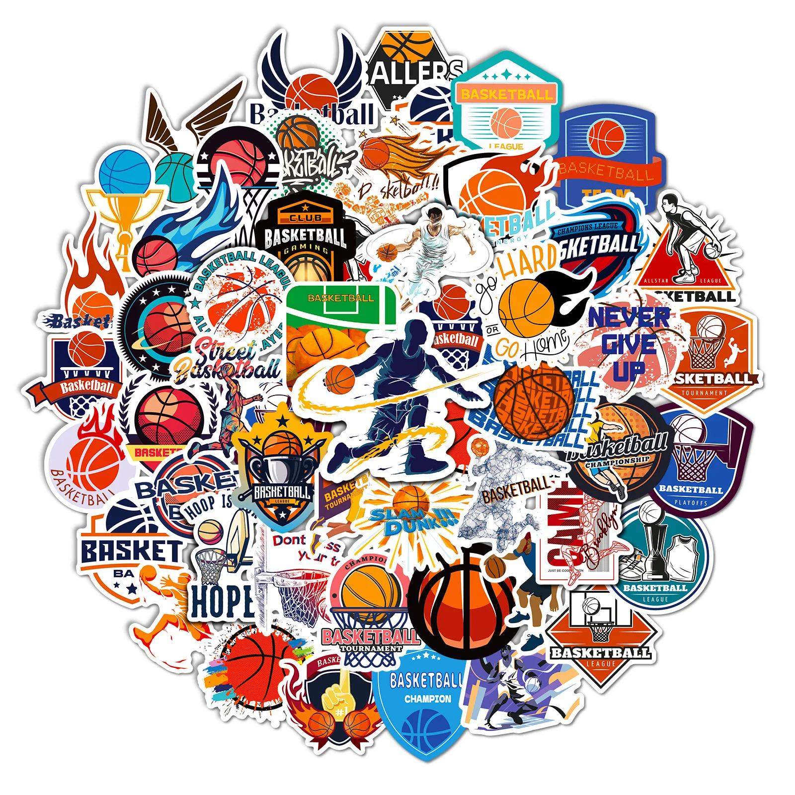 Adesivos elegantes para basquete, adesivos esportivos impermeáveis, para bagagem, laptop, scooter, garrafa de água, 50pcs - Image 1
