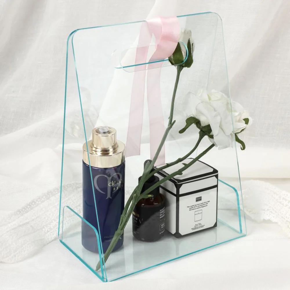 Caixa de flor portátil acrílica, embrulho de presente sacos com alças, sacolas reutilizáveis, solteira, dama de honra, casamento, aniversário - Image 1