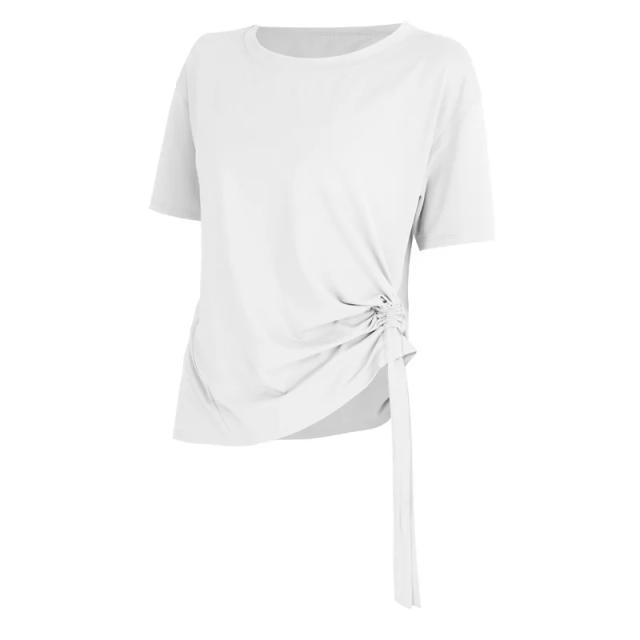 Camiseta de Treinamento Feminina com Manga Curta - Blusa Esportiva Solta para Dança e Práticas de Fitness