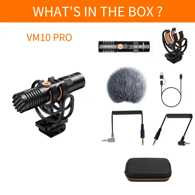 Microfone de Espingarda Comica VM10 PRO para Câmeras Android, iPhone, DSLR, GoPro e DJI Action 3