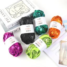 Fio De Tecido De Pano Metálico, DIY Bag Sapatos De Tricô E Crochê, Couro De Imitação Plana, Linha De T-Shirt Brilhante, 100g por Rolo - Image 2