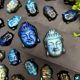 Alta qualidade labradorite buddha cabeça, cristal natural escultura, pedras preciosas jóias, glitter, presente de aniversário, decoração do partido, 1pc - Image 2