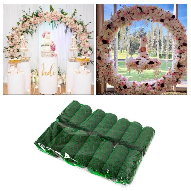 Conjunto de 14 Pcs de Decoração Floral Artificial com Blocos de Espuma Verde - Ideal para Arcos de Casamento, Arranjos de Flores e Mesas, Seco e Molhado