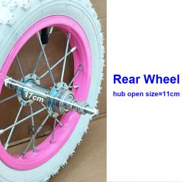 Conjunto de roda de montagem de bicicleta infantil dianteira/traseira 12 "/14" * 2.125 aro rosa de aço com pneus brancos peças de bicicleta infantil personalizadas - Image 4