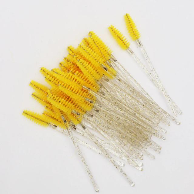 Escova de Cílios Crystal - 50 Unidades de Pincéis Descartáveis para Extensão de Cílios e Máscara Profissional