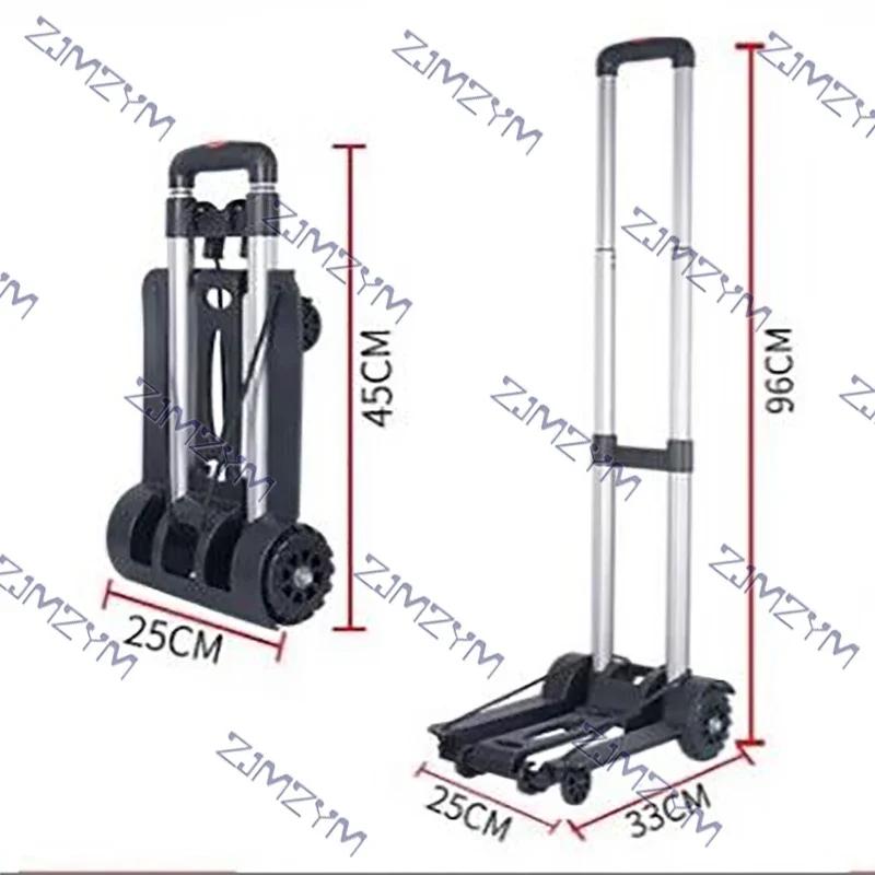 Rodas para carrinho de compras dobrável portátil casa reboque manuseio bagagem transporte de carga de quatro rodas liga de alumínio - Image 1
