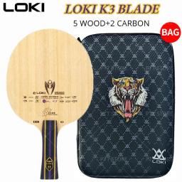 Original loki kirin k3 lâmina de tênis mesa 5 madeira 2 carbono ping pong paddle treinamento iniciante raquete ping pong fora + com saco loki - Image 1