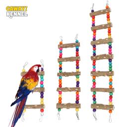 Escada De Madeira Natural Pendurada Para Papagaio, Brinquedo De Bola Colorido, Escada De Escalada Para Conures, Periquitos, Calopsitas, D9253, 3, 5, 7 Ladder Birds - Image 1