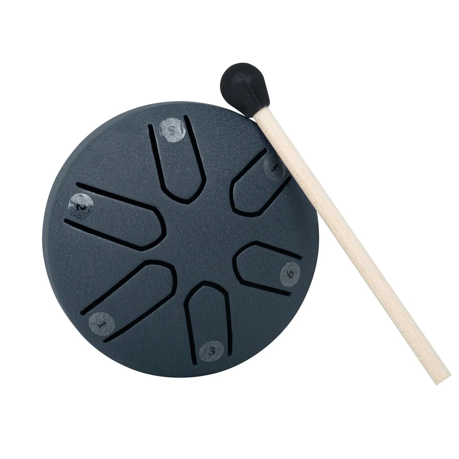 Mini Steel Tongue Drum com baquetas, Hand Pan Drums, instrumentos musicais de percussão, presente, acessórios de bateria, 3 Polegada, 6-Tone - Image 1