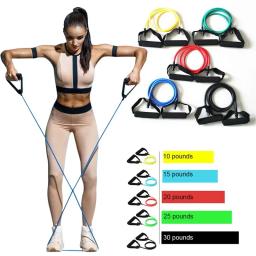 Elastic Yoga Pull Rope para Fitness Exercício, Tube Band with Handles, Home Workouts, Treinamento de Força, Ginásio, 5 Níveis - Image 1
