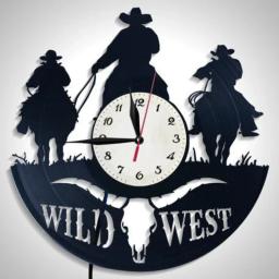 Relógio de parede ocidental Cowboy com controle remoto, arte retro, registro de vinil, LED, decoração, presente - Image 2