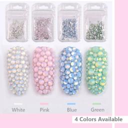 Pedras preciosas de opala mista, cristal de vidro com costas planas e enfeites de zircônia para decoração de arte de unhas - Image 6