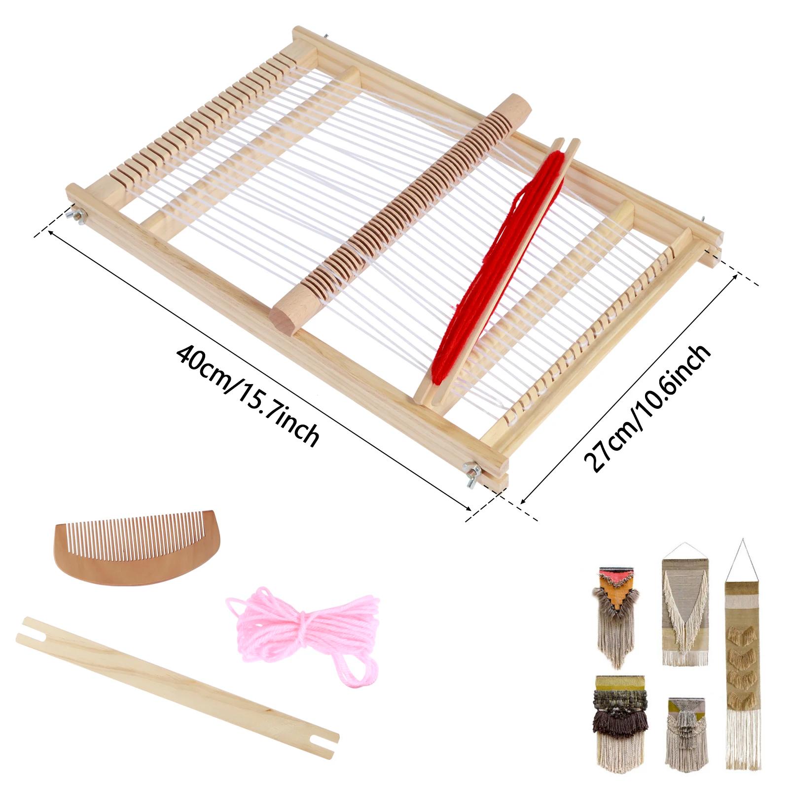 Kit de tear de tecelagem de madeira, estrutura com 3 cores de fios, pente de madeira, enrolador, tear de tecelagem manual, kit de tapeçaria para iniciantes terrosos - Image 1