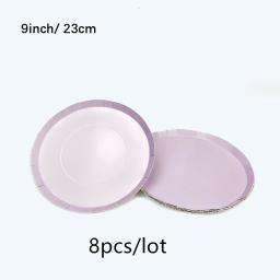 Talheres descartáveis para gênero revelam festa, placas e copos de papel, aniversário e decoração do casamento, Baby Shower Supplies, roxo e dourado - Image 3