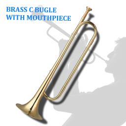 Latão banhado a ouro C Bugle Call Trompete, Chifre de Cavalaria com Bocal, Instrumento Musical para Iniciantes, Escola, Orquestra Militar - Image 6