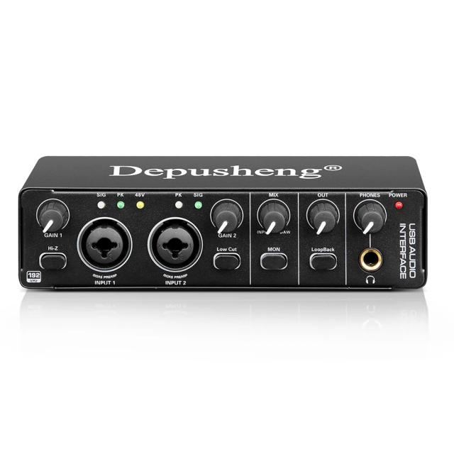 Interface de Áudio Depusheng-MD22 USB 3.0 para Gravação ao Vivo e Monitoramento de Guitarra Elétrica e Vocal em Estúdio