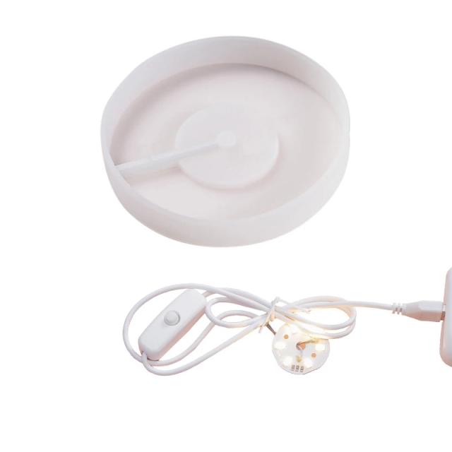 Molde de Silicone para Luzes LED - Base Redonda e Quadrada com USB para DIY em Resina, Vidro e Cristal