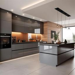 Armários de cozinha personalizados - armazenamento de madeira feito sob medida com portas fechadas e macias |   Tamanho personalizado - Image 1