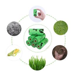 Saco de lixo para animais de estimação I saco de lixo de coleta de fezes degradável 15 peças/rolo com saco de fezes de cachorro de fragrância para cães e animais de estimação - Image 4