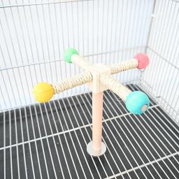 Gaiola De Brinquedo De Pássaro Parrot Com Rolamentos, Quadro De Suporte Rotativo, Sisal Stand Rod, Acessórios De Gaiola De Pássaro - Image 2