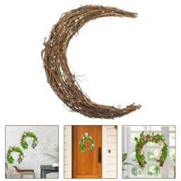 Coroa de vime em forma de lua, guirlanda ramo videira, aro floral, guirlanda seca DIY, artesanato anel, Natal casamento - Image 1