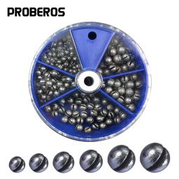 205 pçs pesos de pesca chumbadas kit chumbo split shot linha de pesca chumbadas 5 tamanhos removível ovo chumbo variedade acessórios - Image 1